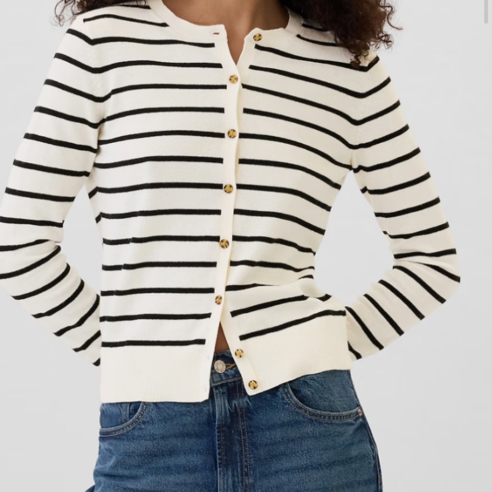 Gap Striped Cardigan with Button Closure